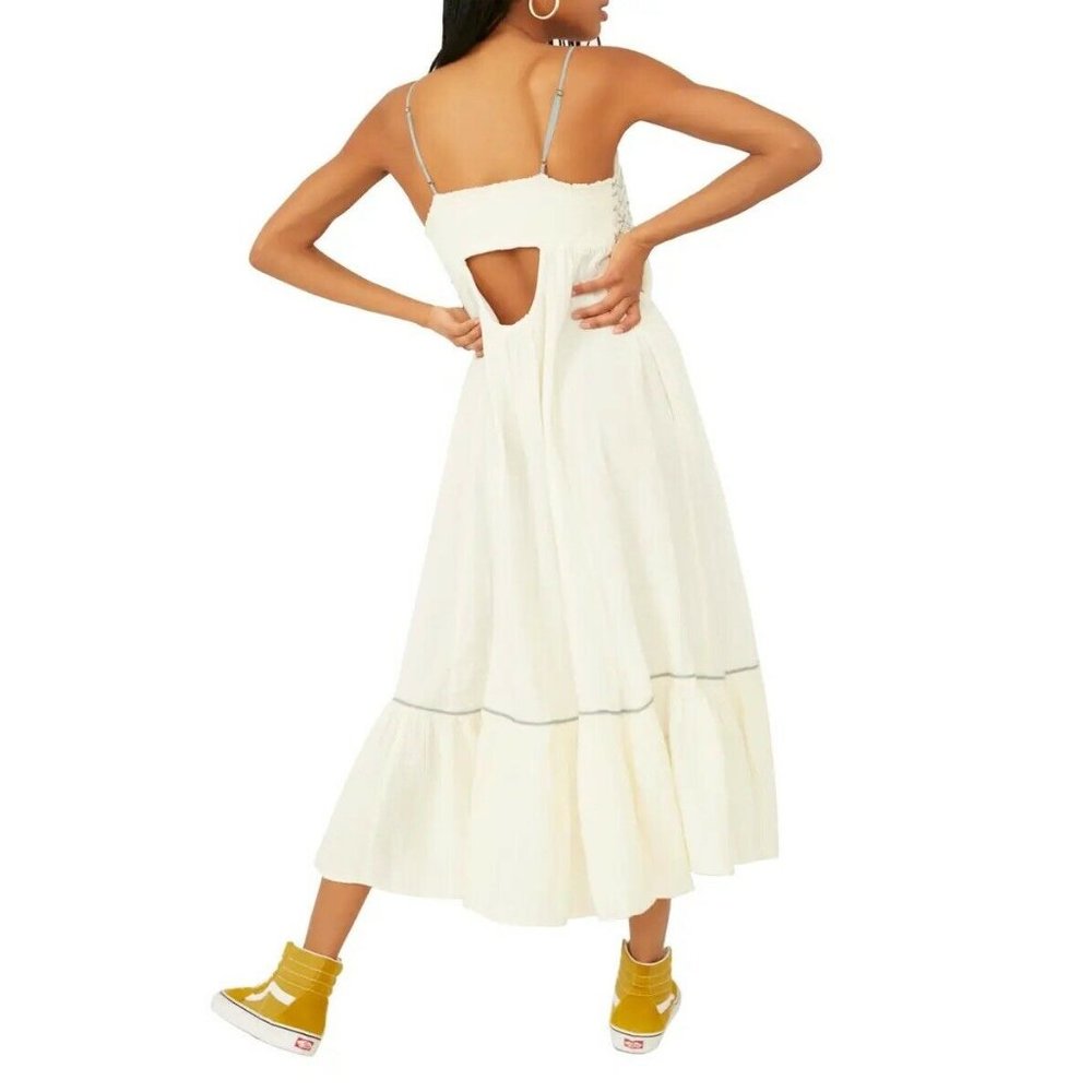 Free People Linda Jo Midi Dress Gardenia White Maxi Boho White  M NWT $148 - Picture 5 of 11